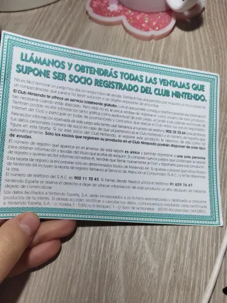 Tarjeta Registro Club Nintendo 64