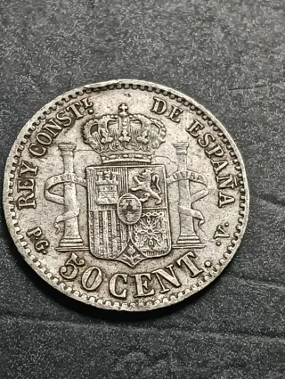 Moneda Plata 50 Céntimos Alfonso XIII 1894