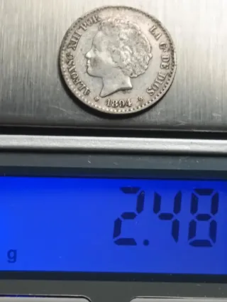 Moneda Plata 50 Céntimos Alfonso XIII 1894