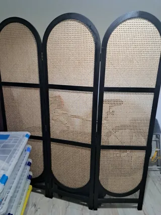 Biombo ratán y madera 120cm x 170cm