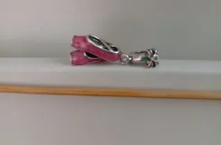 Colgante Zapatos Bailarina Rosa y Plata