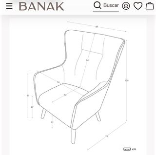 Butaca de tela amarilla. Banak.