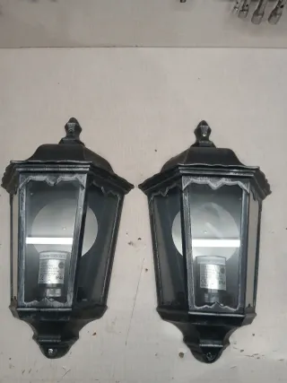 2 Faroles Decorativos Negro y Plata