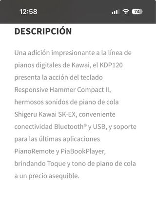 Teclado Kawai KDP 120 - Casi Nuevo