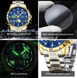 Reloj OPK Hombre Azul y Dorado
