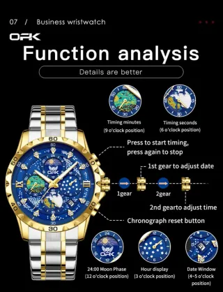 Reloj OPK Hombre Azul y Dorado