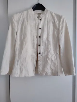 Traje chaqueta y falda blanco roto T40