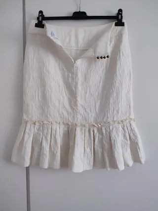 Traje chaqueta y falda blanco roto T40