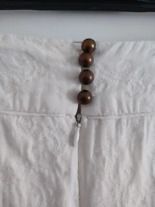 Traje chaqueta y falda blanco roto T40