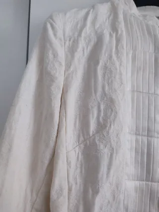 Traje chaqueta y falda blanco roto T40