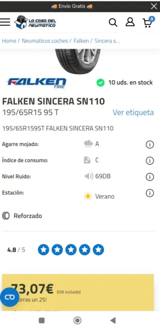 4 Neumáticos Falken 195/65 R15 95T