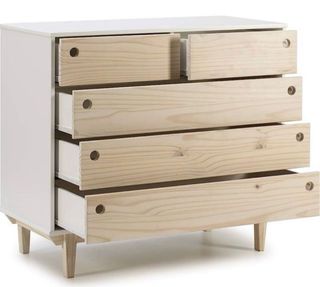 Cómoda blanca y madera clara