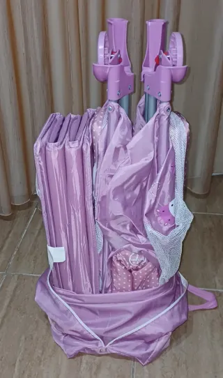 Parque infantil plegable rosa