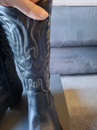 Stivali texani tutti in pelle vitello neri