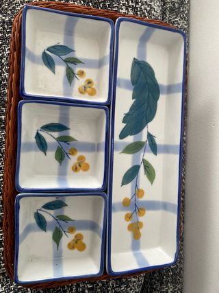 Entremesera Porcelana y Ratán