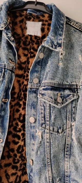 Cazadora vaquera invierno larga forro animal print