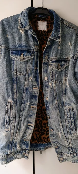 Cazadora vaquera invierno larga forro animal print