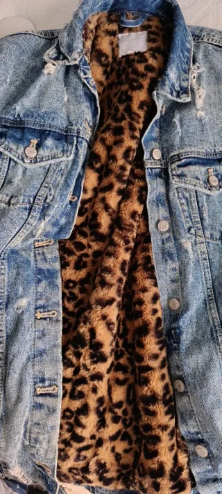 Cazadora vaquera invierno larga forro animal print