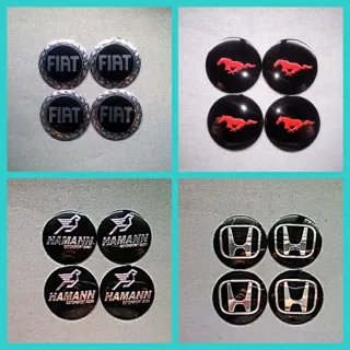 4 Pegatinas 56mm tapabuje Fiat Ford Mustang Honda