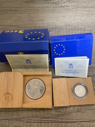 Monedas Plata 5 y 1 ECU 1989