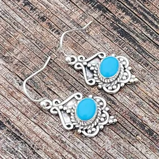 Pendientes Plata Calcedonia Azul
