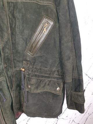 Chaqueta cuero verde hombre