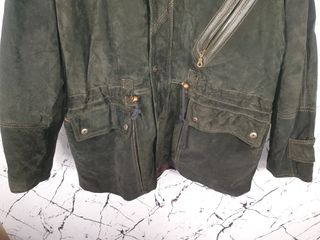 Chaqueta cuero verde hombre