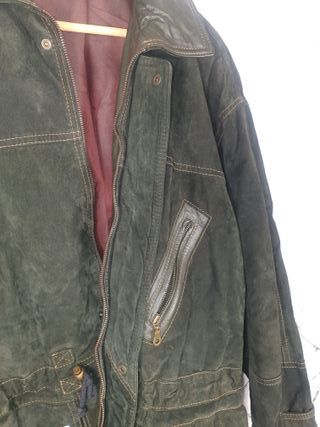 Chaqueta cuero verde hombre
