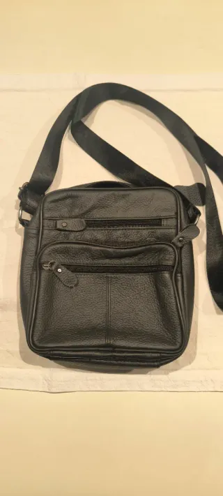 Bolso bandolera hombre piel negro nuevo