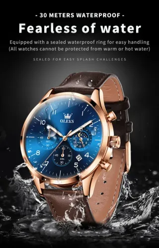 Reloj OLEVS Hombre Azul y Dorado