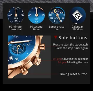 Reloj OLEVS Hombre Azul y Dorado