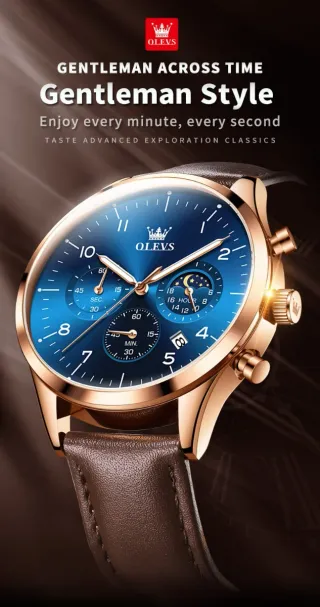Reloj OLEVS Hombre Azul y Dorado