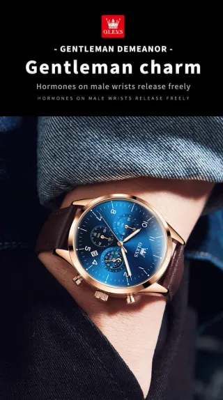 Reloj OLEVS Hombre Azul y Dorado