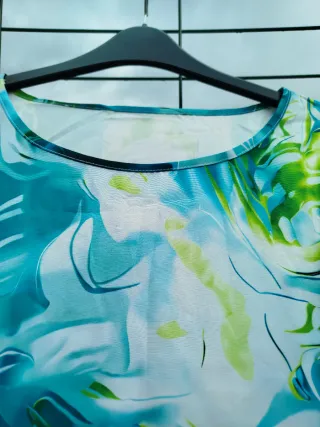 Blusa mujer,manga tres cuartos Acuática, XXL