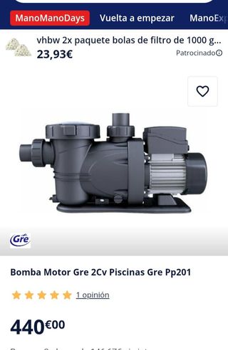Bomba de piscina Gre PP201 1600w