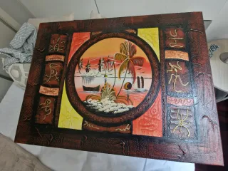 Cuadro Lienzo Paisaje Tropical Marco Madera