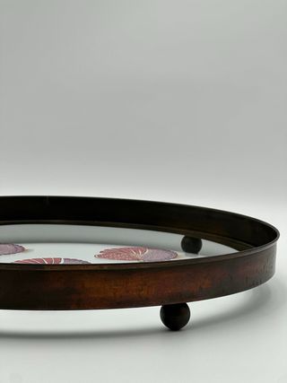 Vassoio vintage Art Déco vetro e metallo