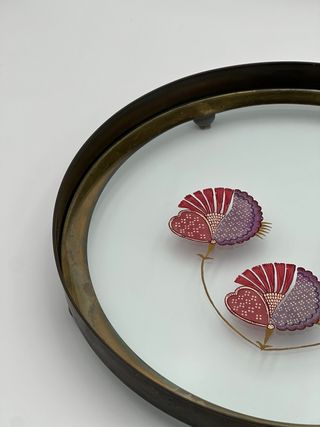 Vassoio vintage Art Déco vetro e metallo