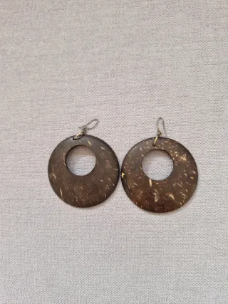 Pendientes Aro Madera Marrón