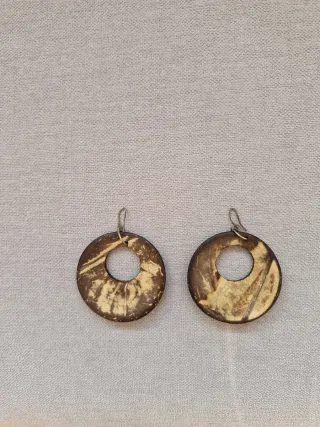 Pendientes Aro Madera Marrón