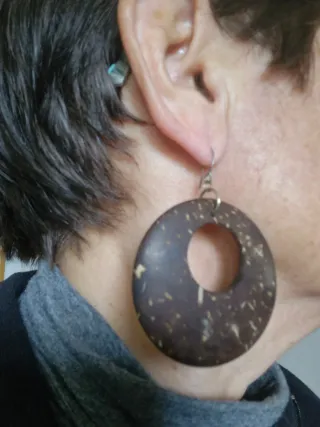 Pendientes Aro Madera Marrón