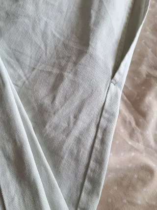 Pantalón wide leg tiro alto blanco y verde