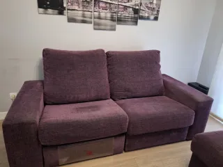Sofá 3 plazas relax eléctrico púrpura