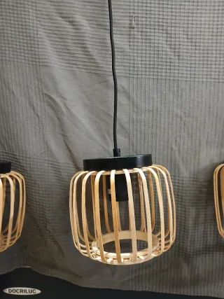 Lámpara colgante bambú 3 luces