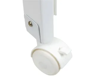 Cuna de madera blanca con ruedas