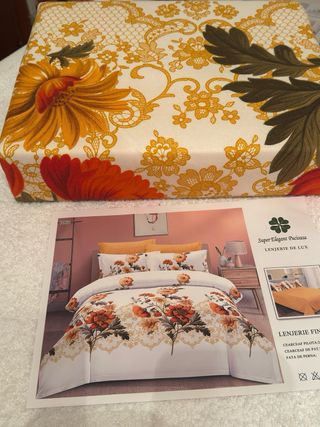 Juego de sábanas floral 100%algodón,6 piezas,nuev