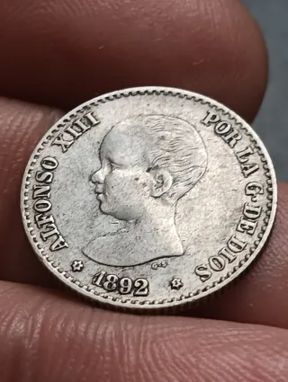 Moneda Plata 50 Céntimos Alfonso XIII 1892