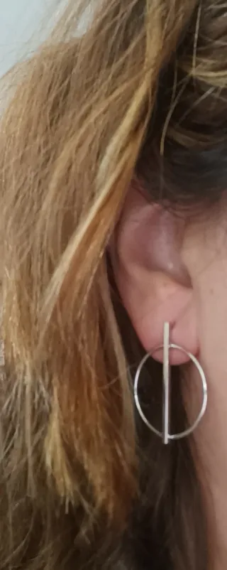 Pendientes Aro Plata Diseño Moderno