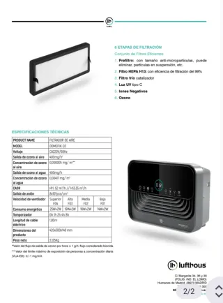 Purificador de aire Domotik Máquina de Ozono