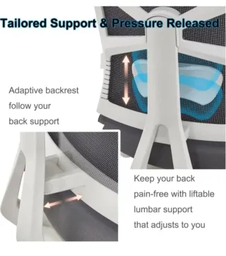 Holludle Silla ergonómica gris y blanca